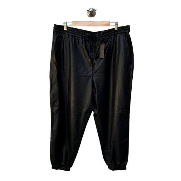 Blank NYC Plus Size 1X Eastside Vibes Faux Leather Drawstring Joggers Pant‎ NWT - Picture 2 of 8